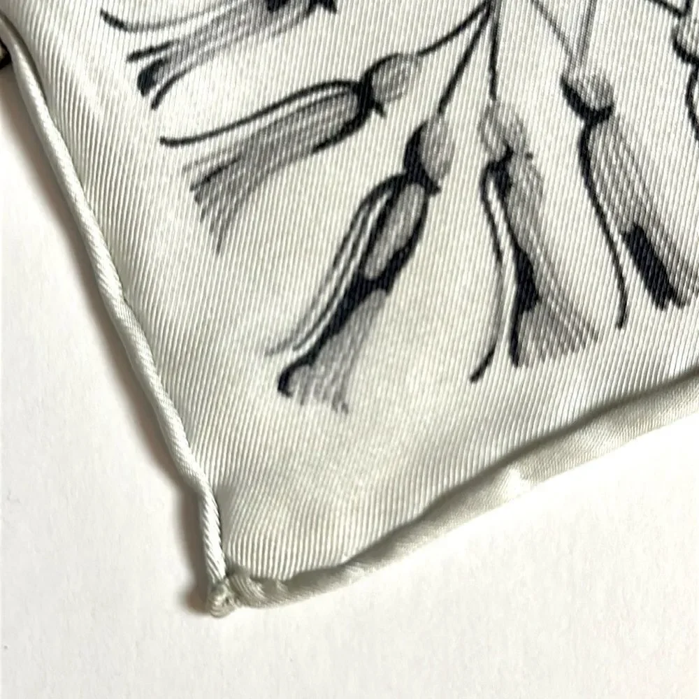 Lulu Guinness Silk Scarf “Life is a Bed of Roses” Black Floral Print Hand Rolled
